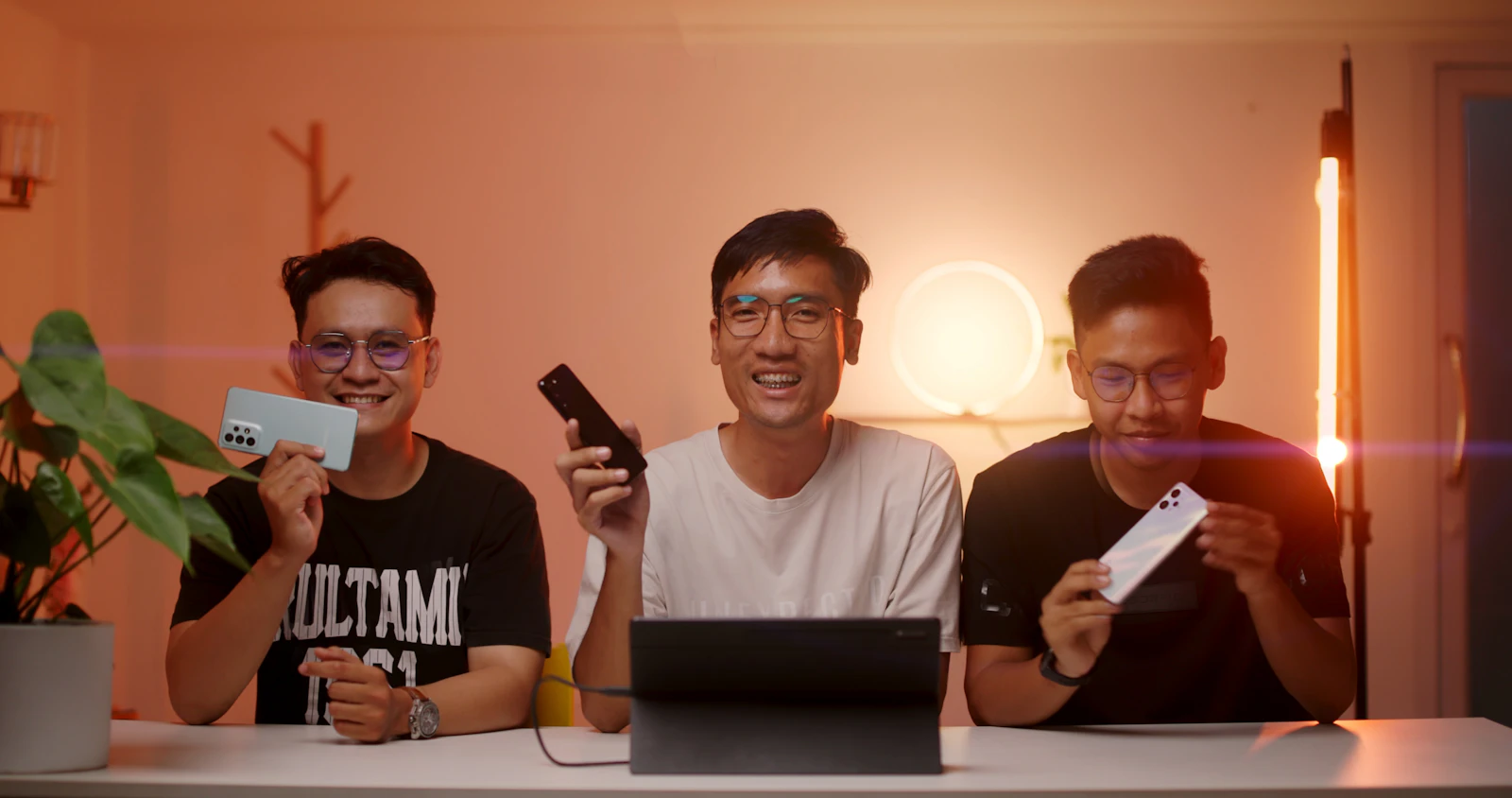 remote team members on video call laughing casual