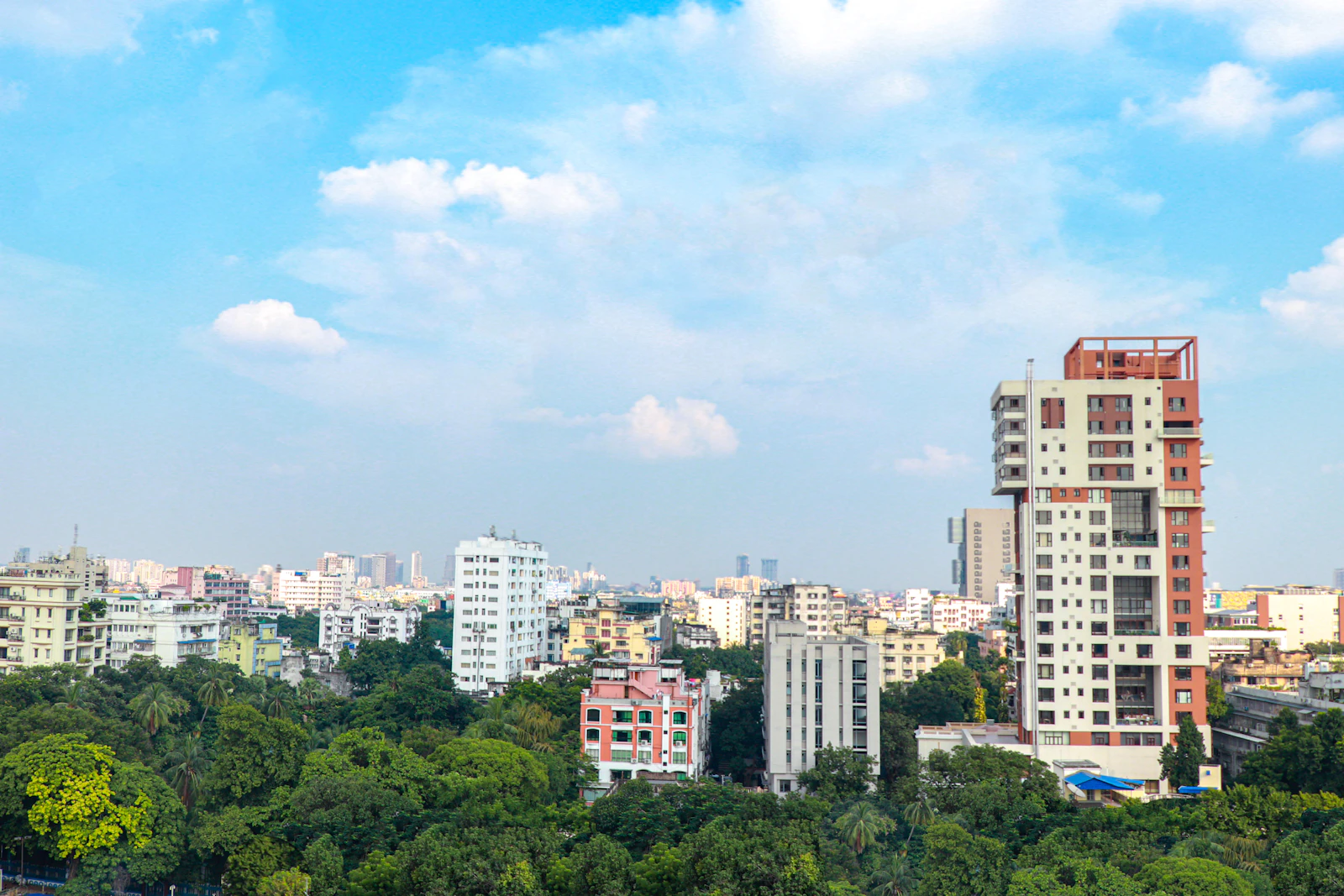 Modern Kolkata skyline with high-rise developments